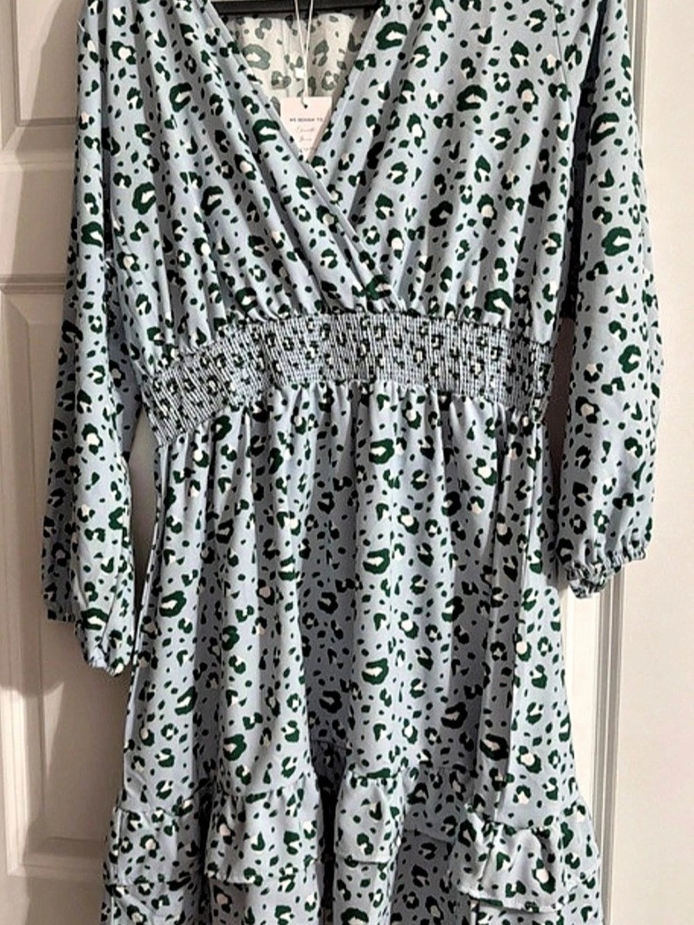 Women's Green Animal Print Wrap Dress